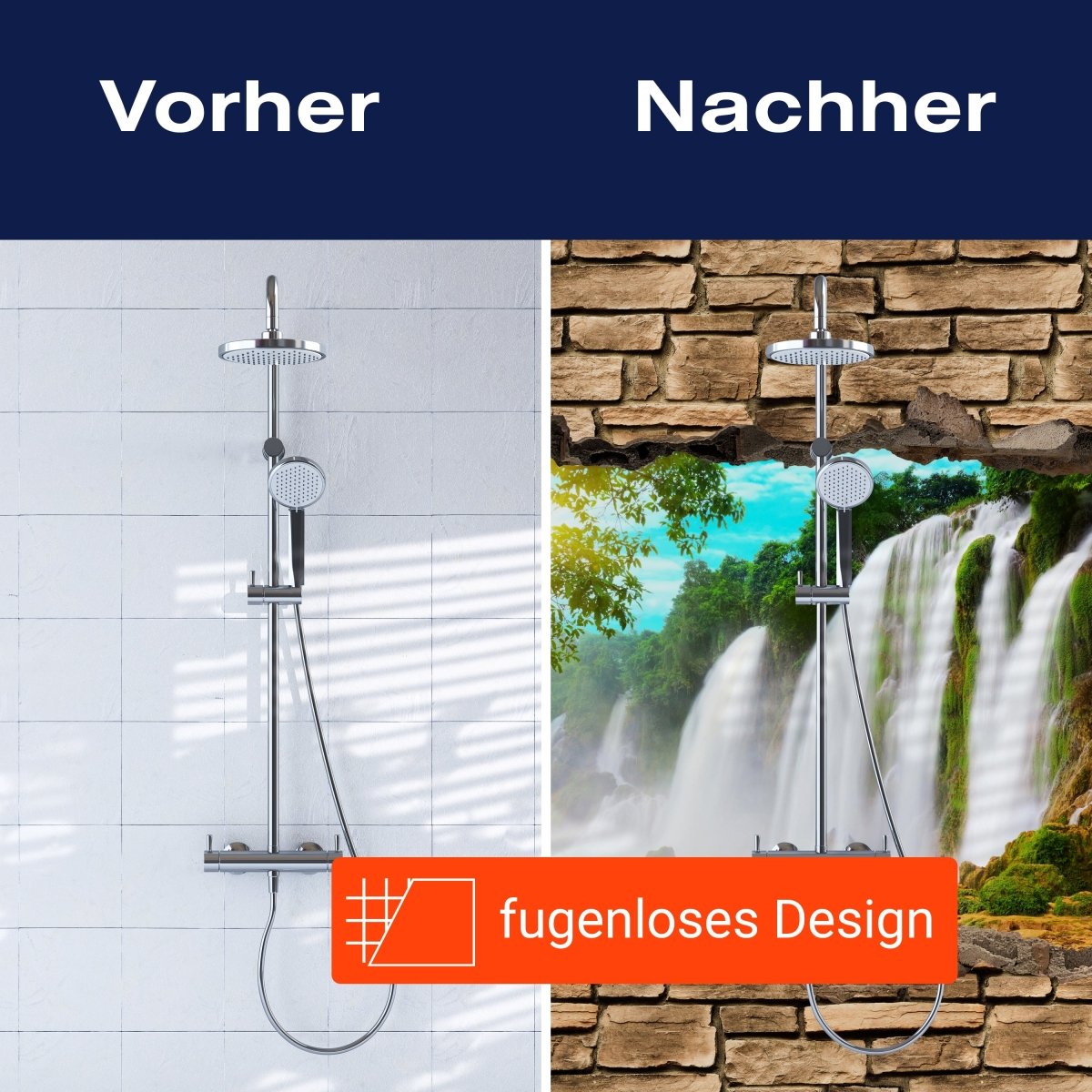 Duschwand 3D Wasserfall - Steinmauer M0645 entdecken - Bild 9 Duschwand 3D Wasserfall - Steinmauer M0645 entdecken - Bild 9