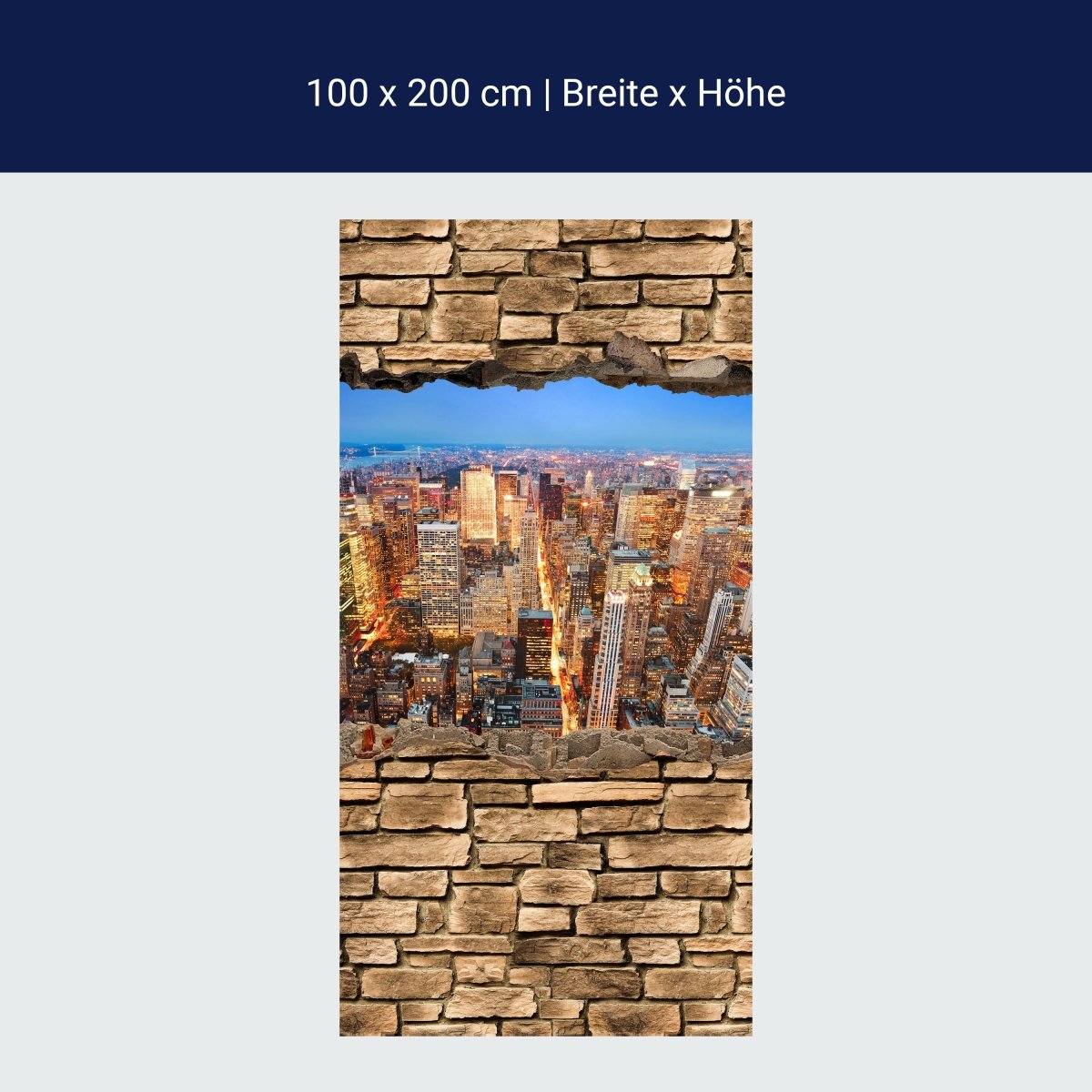 Duschwand 3D Manhattan bei Nacht - Steinmauer M0646 Duschwand 3D Manhattan bei Nacht - Steinmauer M0646