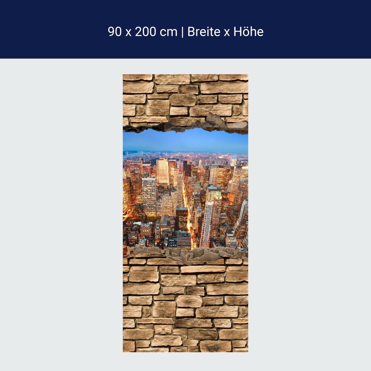 Duschwand 3D Manhattan bei Nacht - Steinmauer M0646 Duschwand 3D Manhattan bei Nacht - Steinmauer M0646