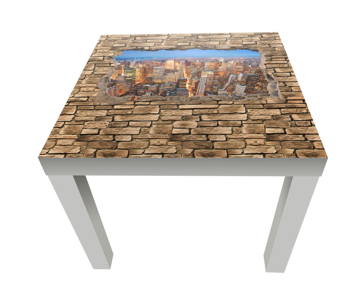 Beistelltisch 3D Manhattan bei Nacht - Steinmauer M0646 entdecken - Bild 1 Beistelltisch 3D Manhattan bei Nacht - Steinmauer M0646 entdecken - Bild 1
