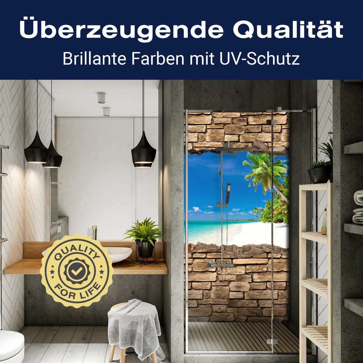 Duschwand 3D Südsee - Steinmauer M0647 entdecken - Bild 2 Duschwand 3D Südsee - Steinmauer M0647 entdecken - Bild 2