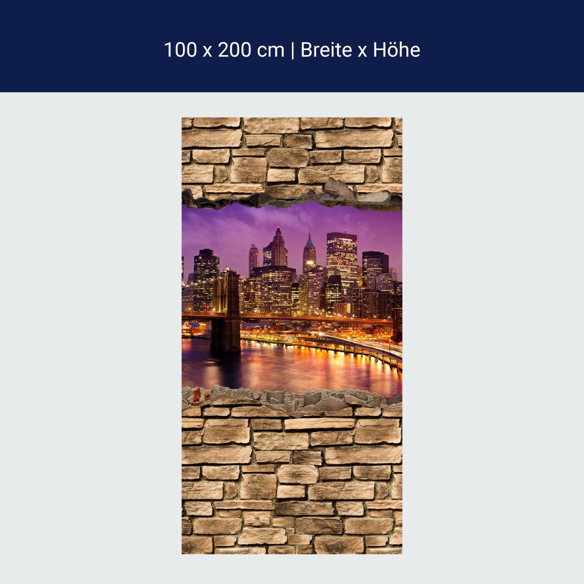 Duschwand 3D New York bei Nacht - Steinmauer M0648 Duschwand 3D New York bei Nacht - Steinmauer M0648