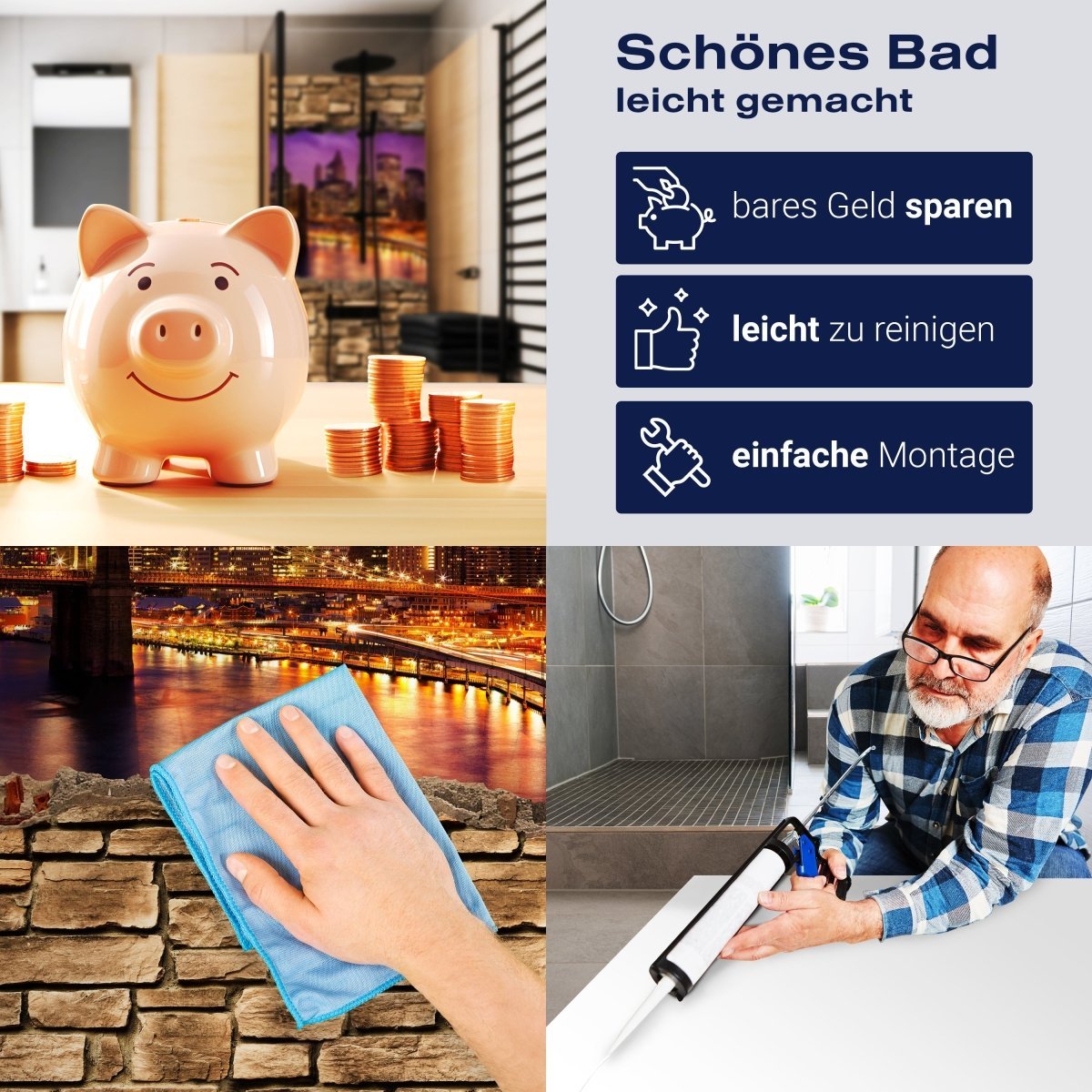 Duschwand 3D New York bei Nacht - Steinmauer M0648 entdecken - Bild 7 Duschwand 3D New York bei Nacht - Steinmauer M0648 entdecken - Bild 7