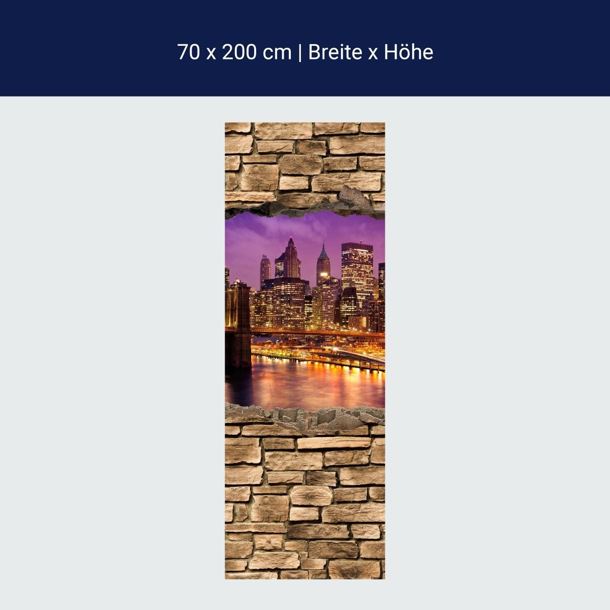 Duschwand 3D New York bei Nacht - Steinmauer M0648 Duschwand 3D New York bei Nacht - Steinmauer M0648