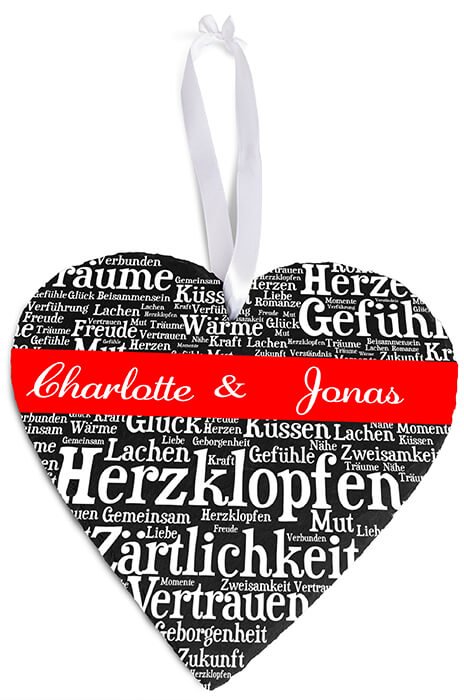 Schieferherz mit Wörtern in Weiss und Namen M0648 - Bild 3 Schieferherz mit Wörtern in Weiss und Namen M0648 - Bild 3