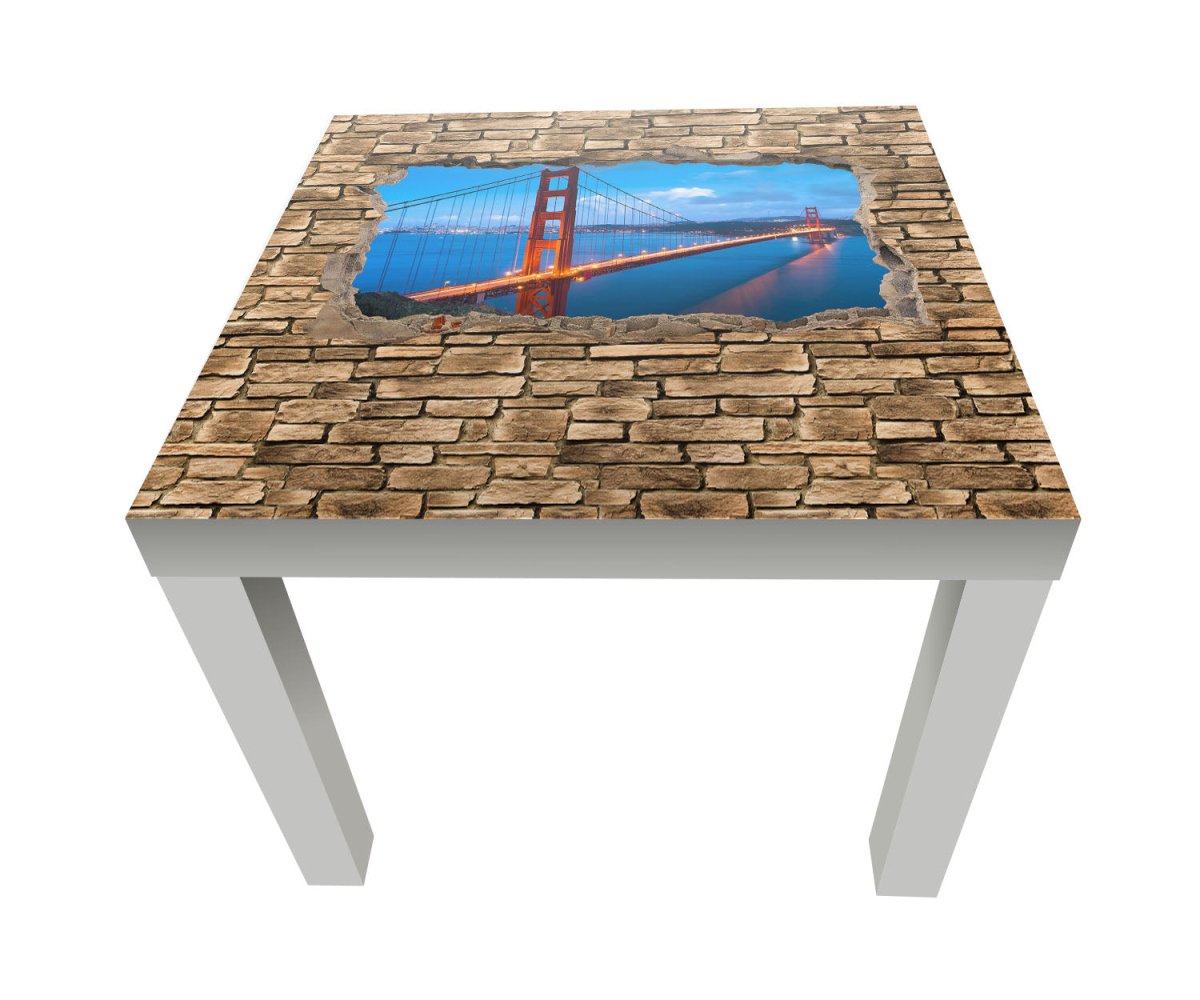 Beistelltisch 3D Golden Gate Brigde in San Francisco - Steinmauer M0649 entdecken - Bild 1 Beistelltisch 3D Golden Gate Brigde in San Francisco - Steinmauer M0649 entdecken - Bild 1