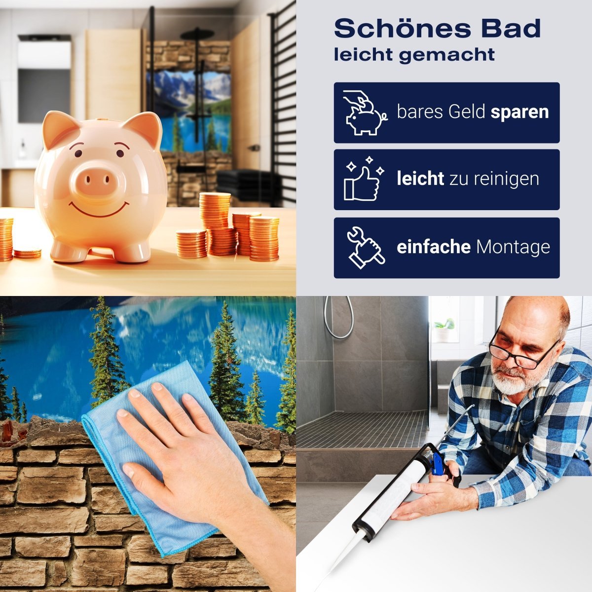 Duschwand 3D Moraine Lake Kanada - Steinmauer M0650 entdecken - Bild 7 Duschwand 3D Moraine Lake Kanada - Steinmauer M0650 entdecken - Bild 7