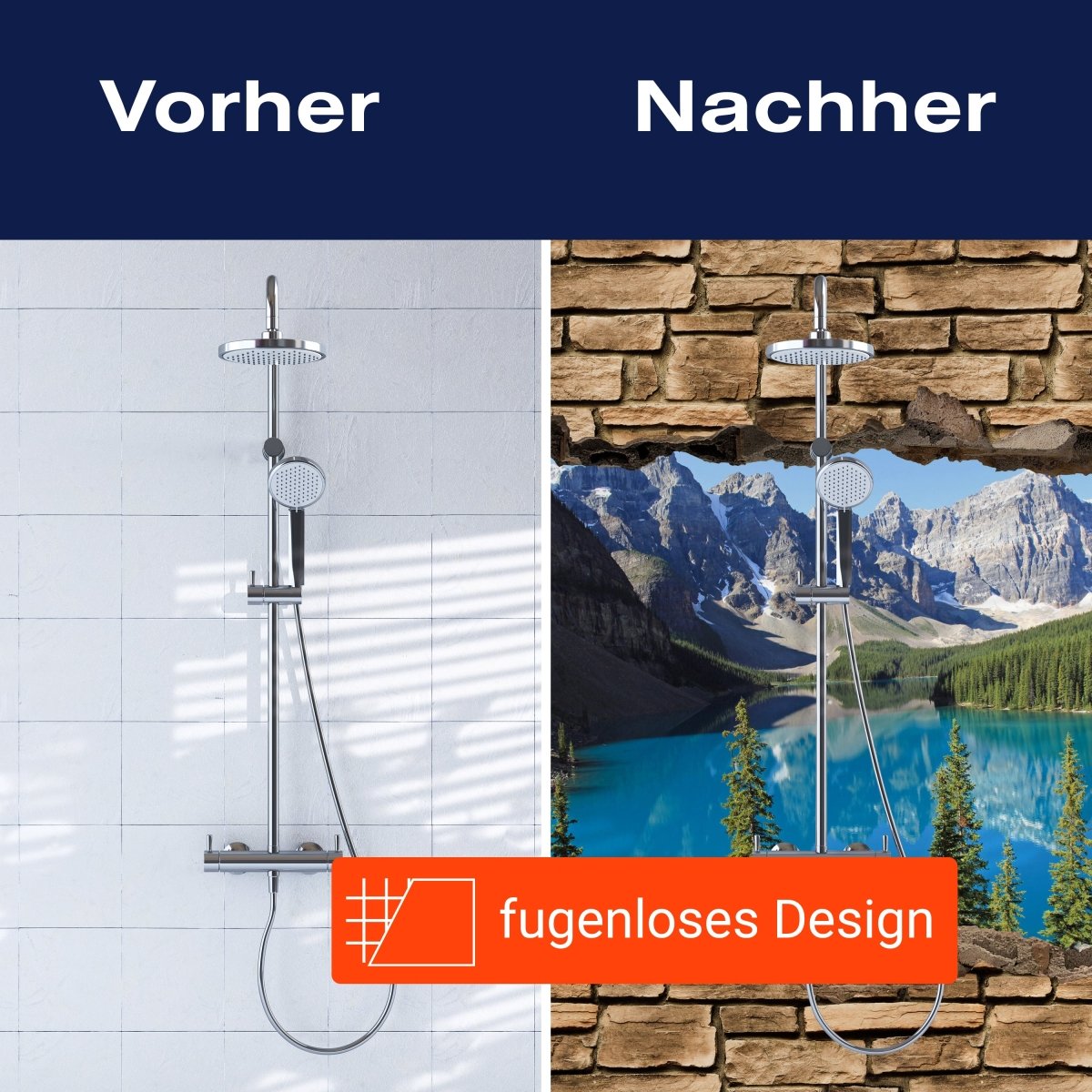 Duschwand 3D Moraine Lake Kanada - Steinmauer M0650 entdecken - Bild 9 Duschwand 3D Moraine Lake Kanada - Steinmauer M0650 entdecken - Bild 9