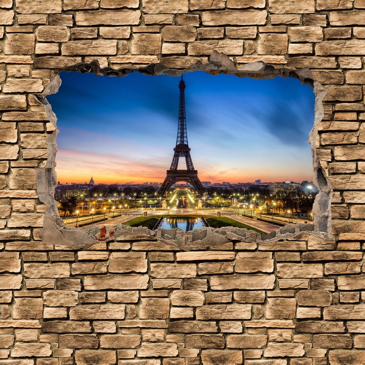 Beistelltisch 3D Eiffelturm bei Nacht Frankreich - Steinmauer M0652 entdecken - Bild 2 Beistelltisch 3D Eiffelturm bei Nacht Frankreich - Steinmauer M0652 entdecken - Bild 2