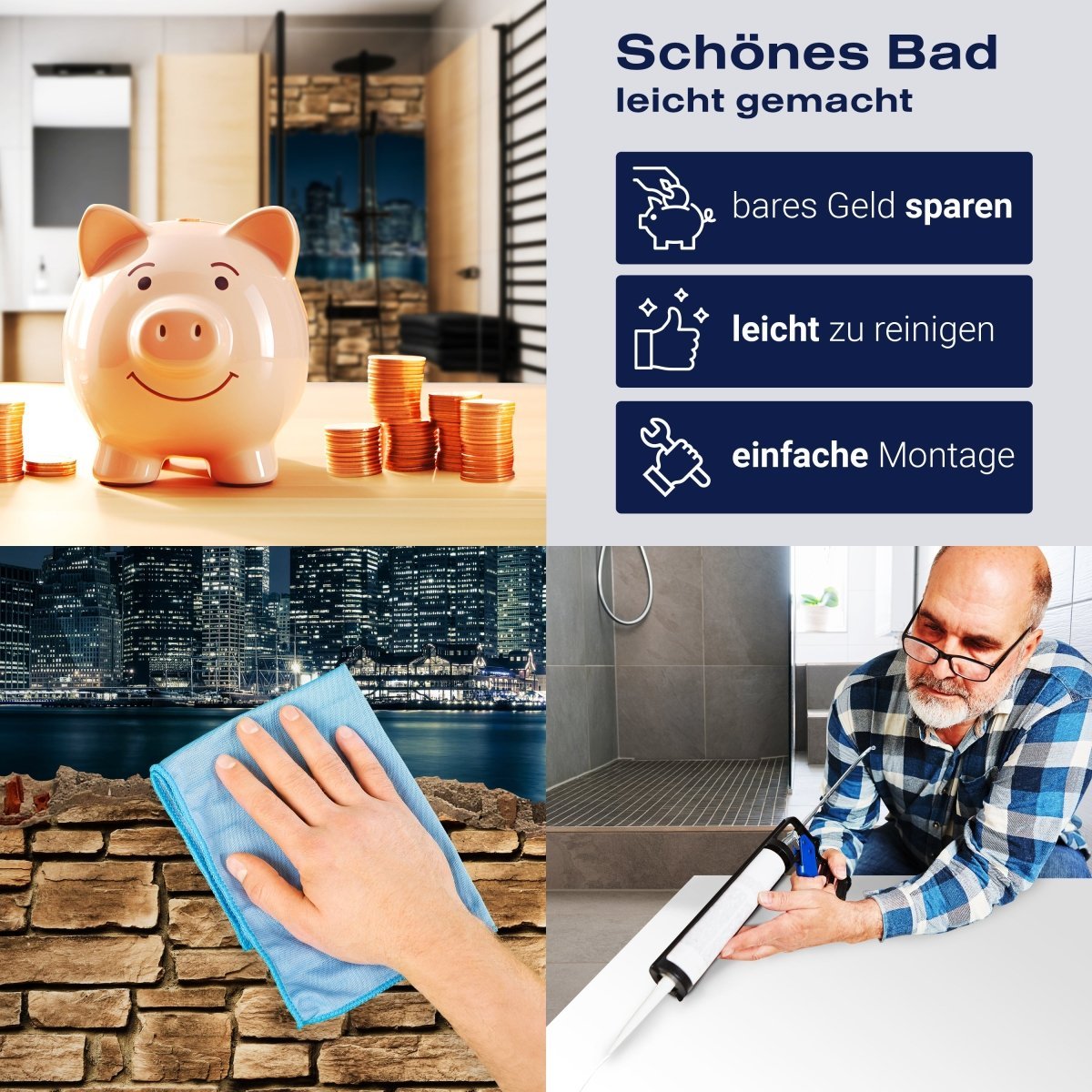 Duschwand 3D New York City by Nacht - Steinmauer M0653 entdecken - Bild 7 Duschwand 3D New York City by Nacht - Steinmauer M0653 entdecken - Bild 7