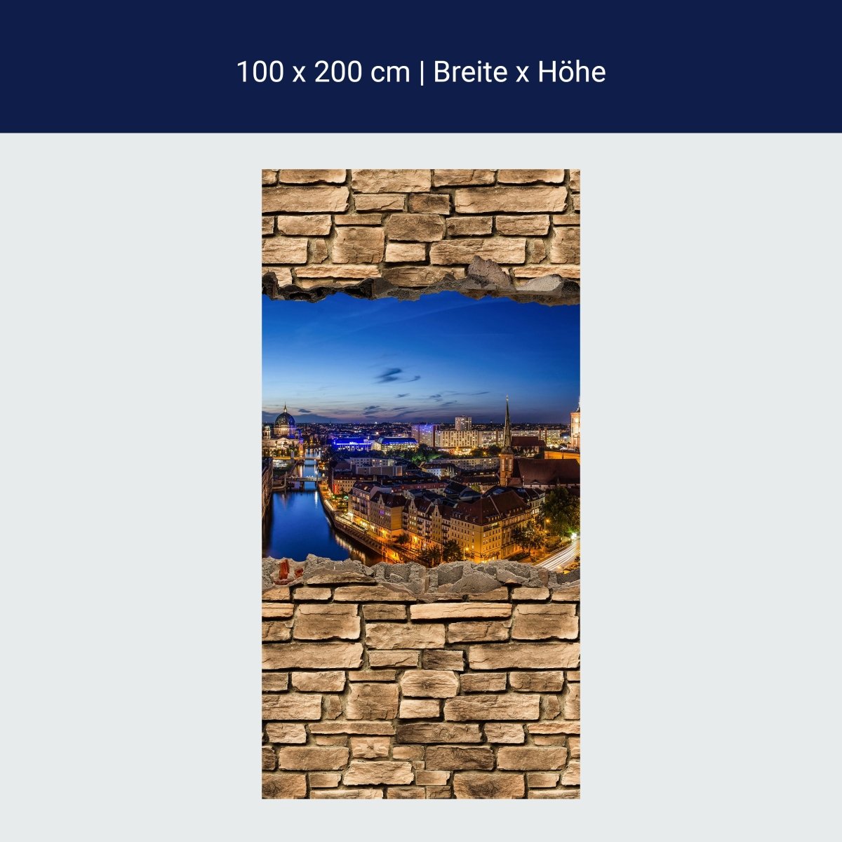 Duschwand 3D Berlin bei Nacht - Steinmauer M0654 Duschwand 3D Berlin bei Nacht - Steinmauer M0654