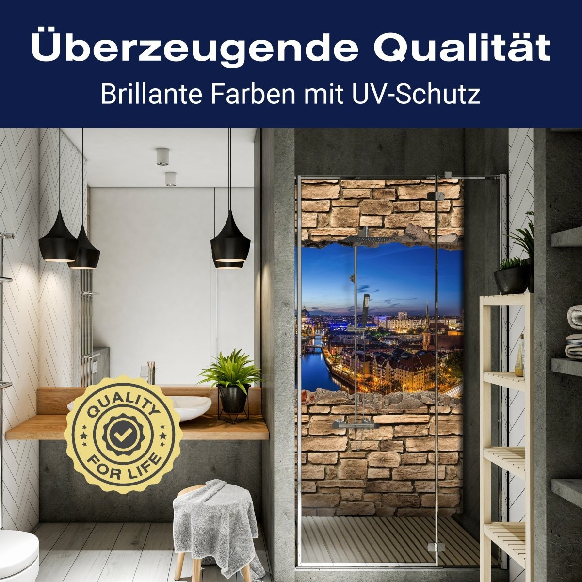 Duschwand 3D Berlin bei Nacht - Steinmauer M0654 entdecken - Bild 2 Duschwand 3D Berlin bei Nacht - Steinmauer M0654 entdecken - Bild 2
