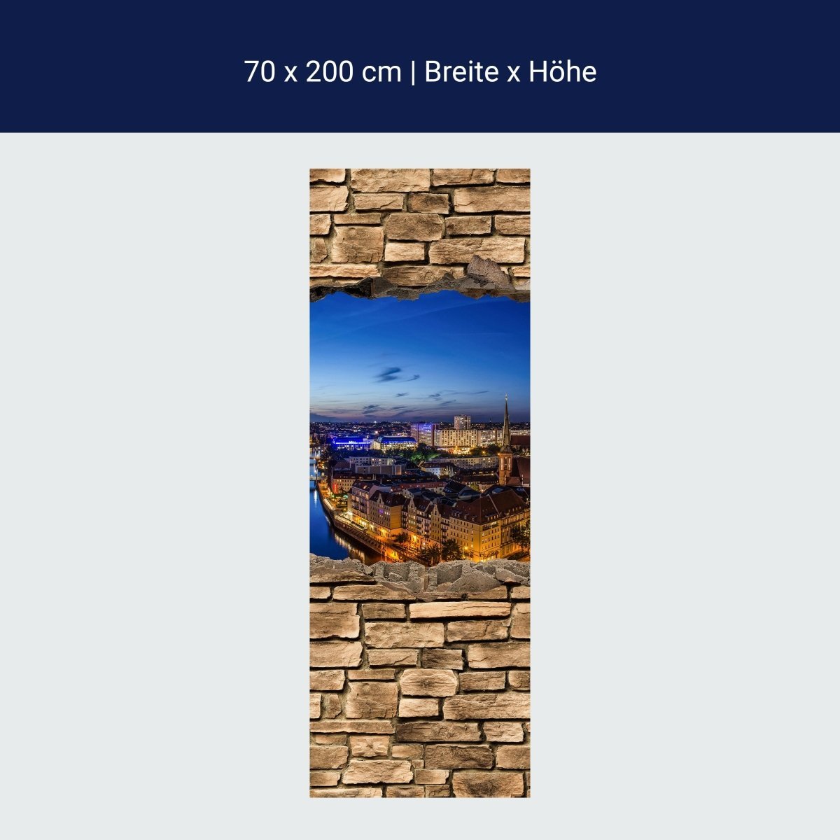 Duschwand 3D Berlin bei Nacht - Steinmauer M0654 Duschwand 3D Berlin bei Nacht - Steinmauer M0654