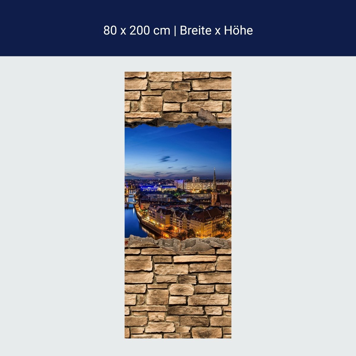 Duschwand 3D Berlin bei Nacht - Steinmauer M0654 Duschwand 3D Berlin bei Nacht - Steinmauer M0654