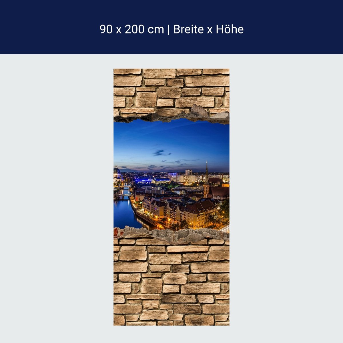 Duschwand 3D Berlin bei Nacht - Steinmauer M0654 Duschwand 3D Berlin bei Nacht - Steinmauer M0654