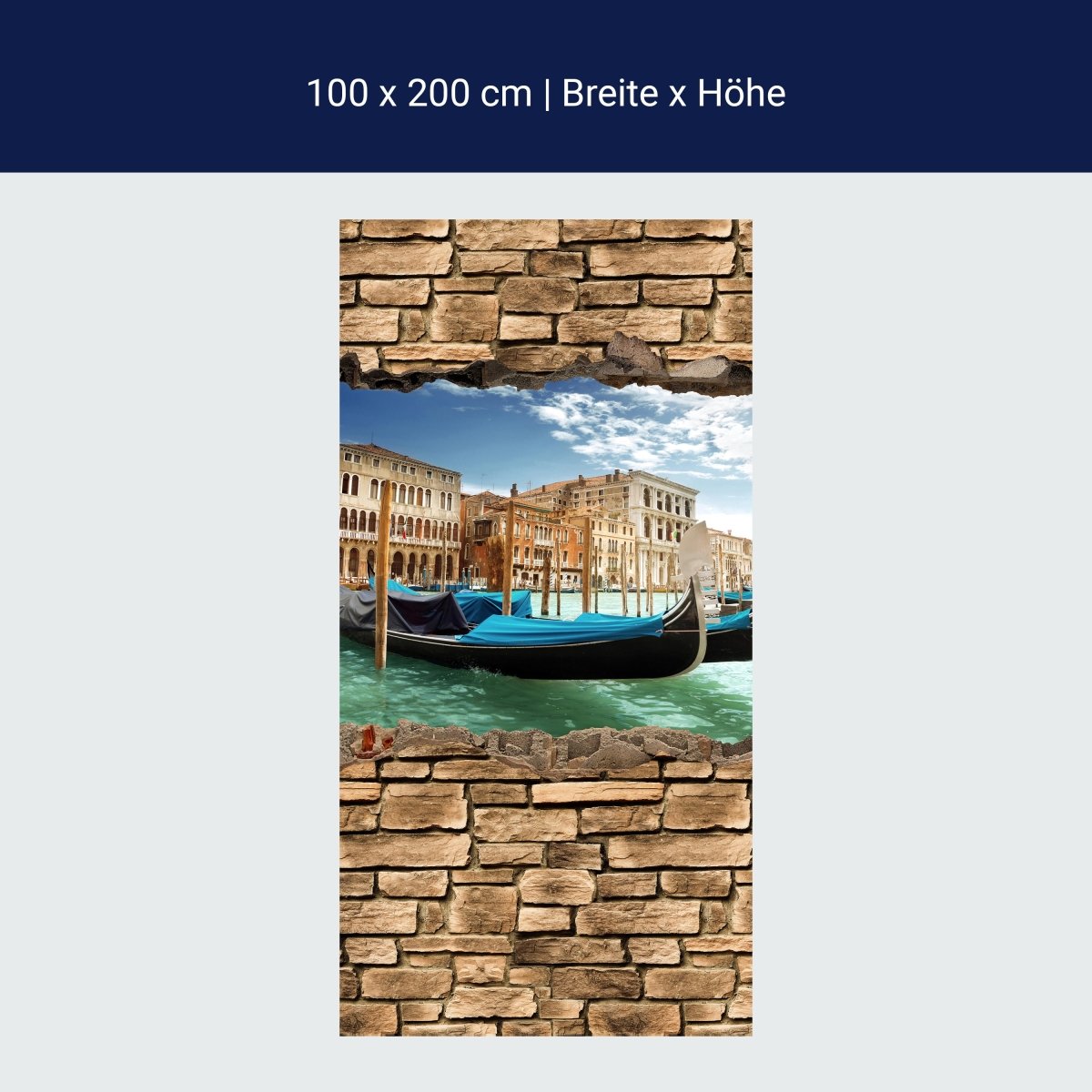 Duschwand 3D Gondeln Venedig - Steinmauer M0655 Duschwand 3D Gondeln Venedig - Steinmauer M0655