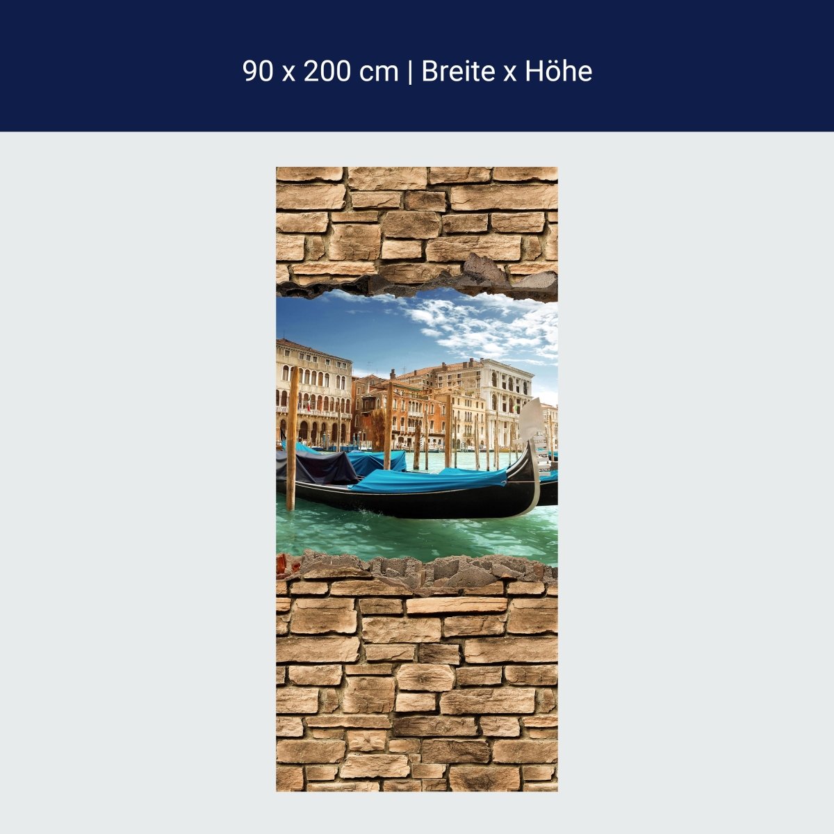 Duschwand 3D Gondeln Venedig - Steinmauer M0655 Duschwand 3D Gondeln Venedig - Steinmauer M0655