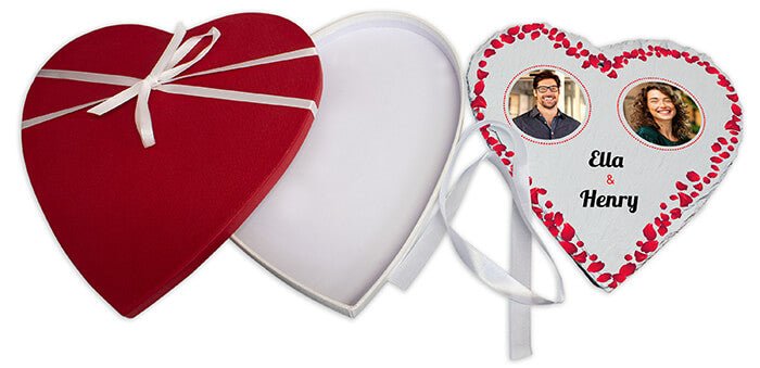 Schieferherz mit Rosenblättern M0656 - Bild 2 Schieferherz mit Rosenblättern M0656 - Bild 2