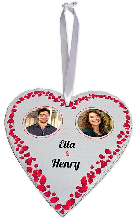 Schieferherz mit Rosenblättern M0656 - Bild 3 Schieferherz mit Rosenblättern M0656 - Bild 3