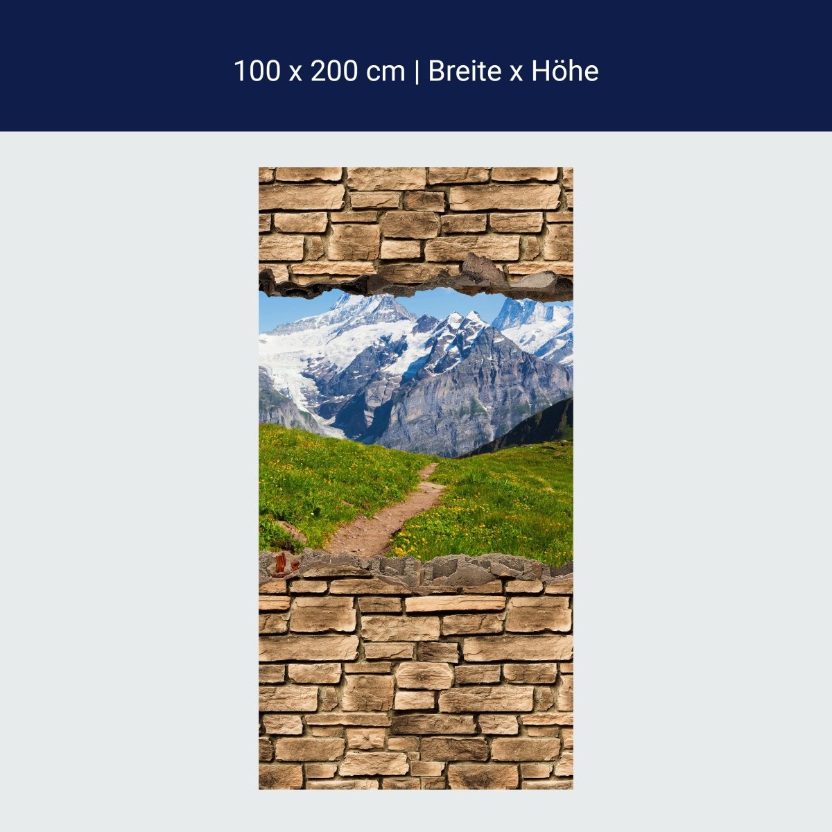 Duschwand 3D Sommerwiese in den Alpen - Steinmauer M0658 Duschwand 3D Sommerwiese in den Alpen - Steinmauer M0658