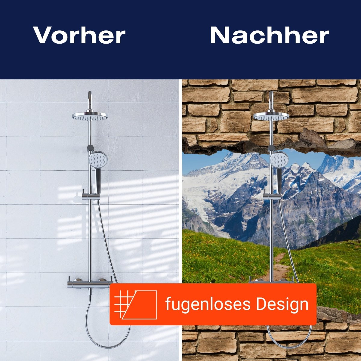 Duschwand 3D Sommerwiese in den Alpen - Steinmauer M0658 entdecken - Bild 9 Duschwand 3D Sommerwiese in den Alpen - Steinmauer M0658 entdecken - Bild 9