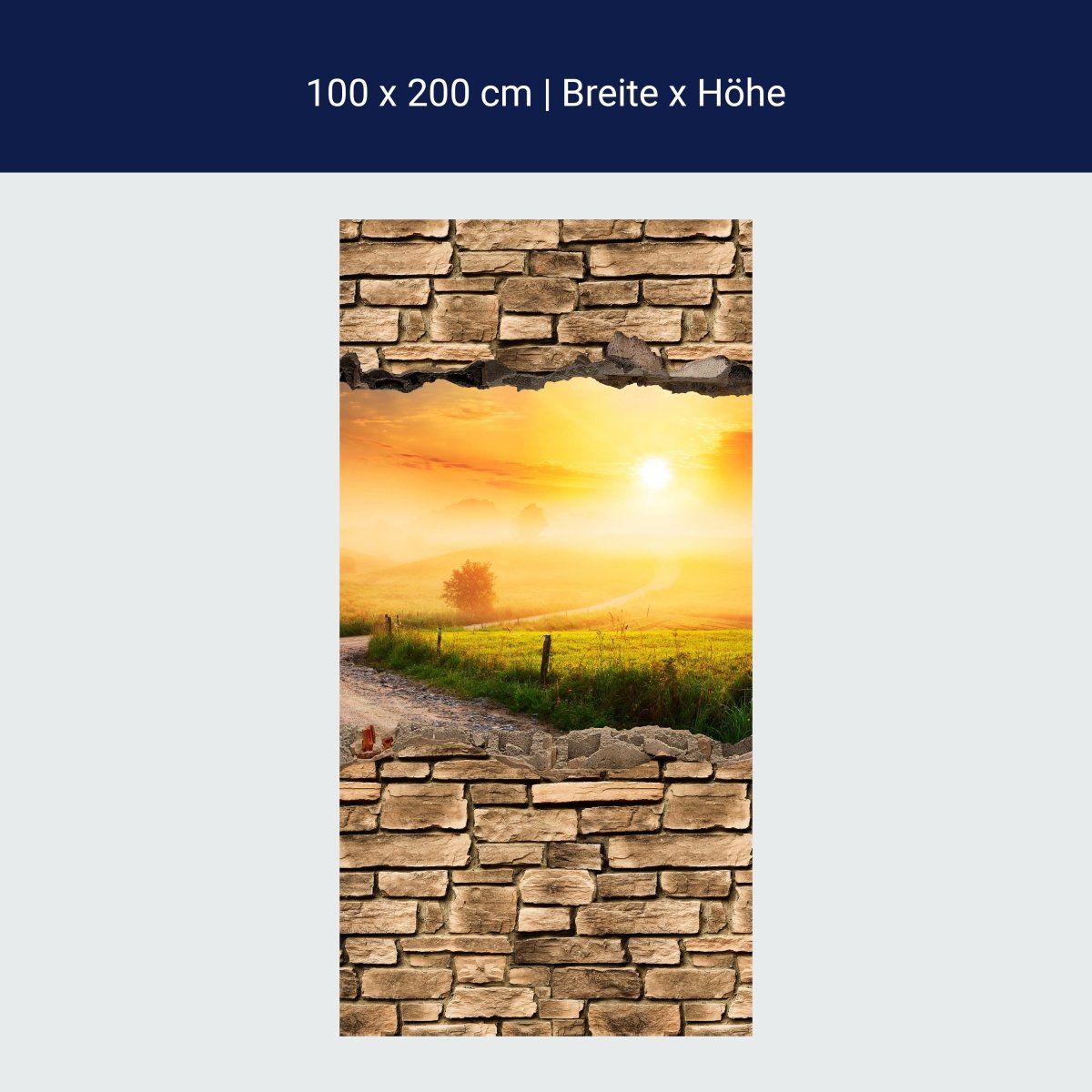 Duschwand 3D Weg im Morgendunst - Steinmauer M0660 Duschwand 3D Weg im Morgendunst - Steinmauer M0660