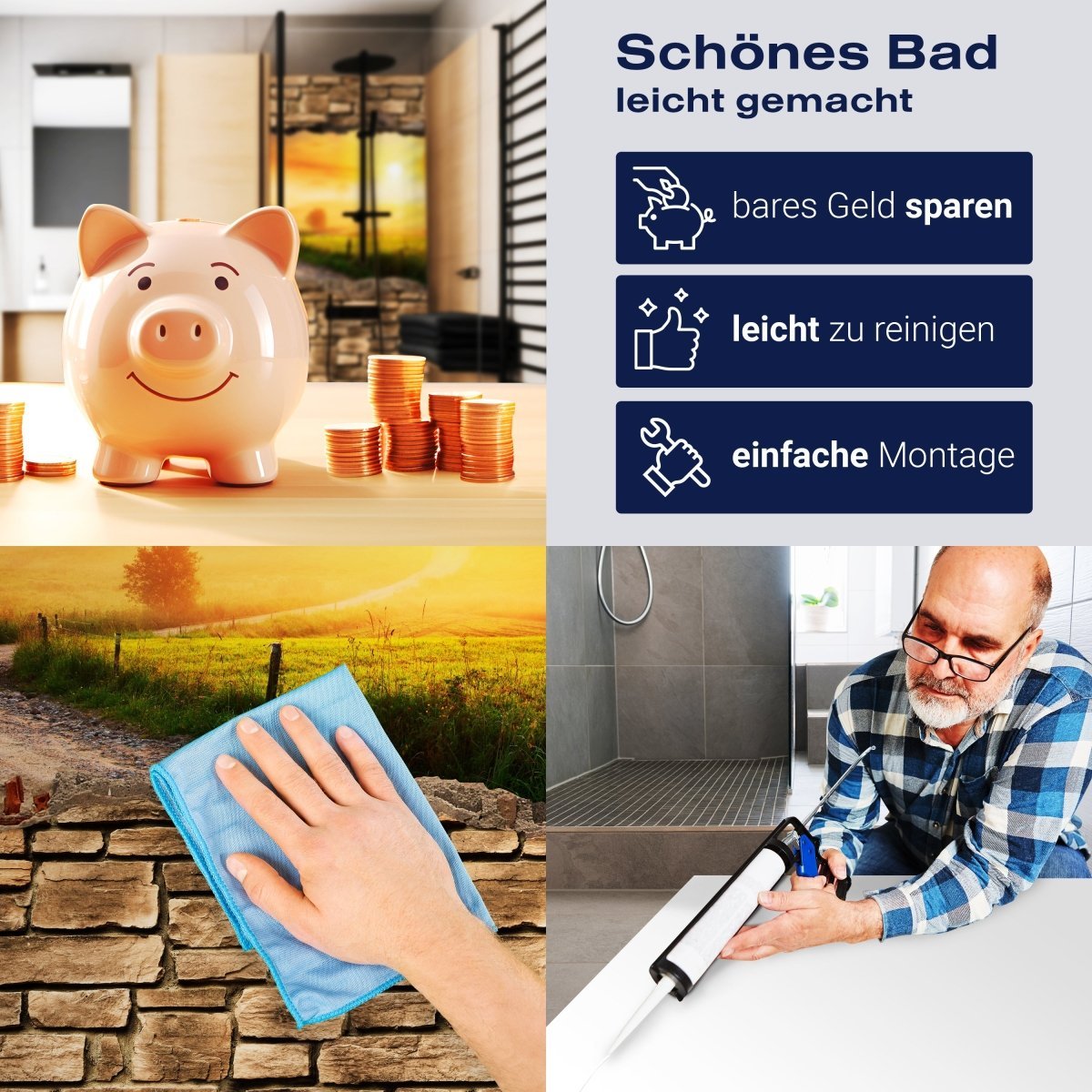 Duschwand 3D Weg im Morgendunst - Steinmauer M0660 entdecken - Bild 7 Duschwand 3D Weg im Morgendunst - Steinmauer M0660 entdecken - Bild 7