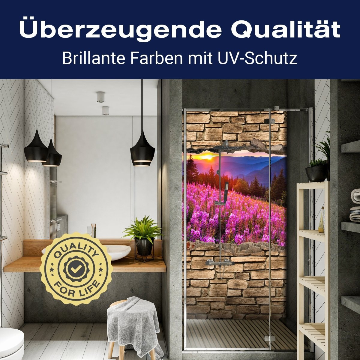 Duschwand 3D Herbst in den Bergen - Steinmauer M0666 entdecken - Bild 2 Duschwand 3D Herbst in den Bergen - Steinmauer M0666 entdecken - Bild 2