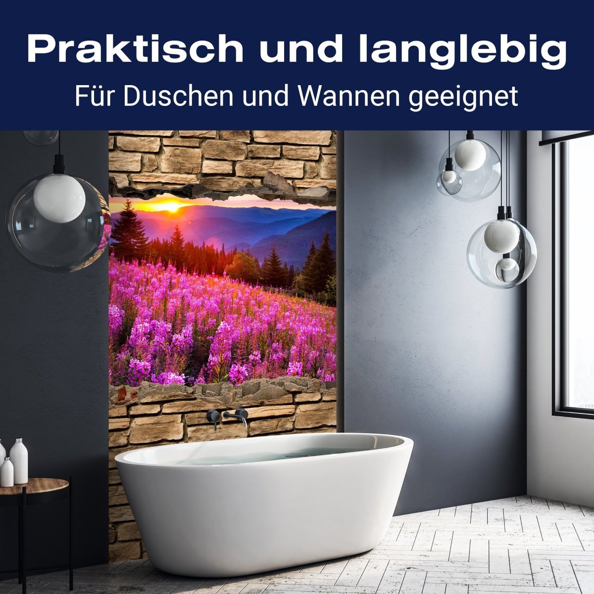 Duschwand 3D Herbst in den Bergen - Steinmauer M0666 entdecken - Bild 3 Duschwand 3D Herbst in den Bergen - Steinmauer M0666 entdecken - Bild 3