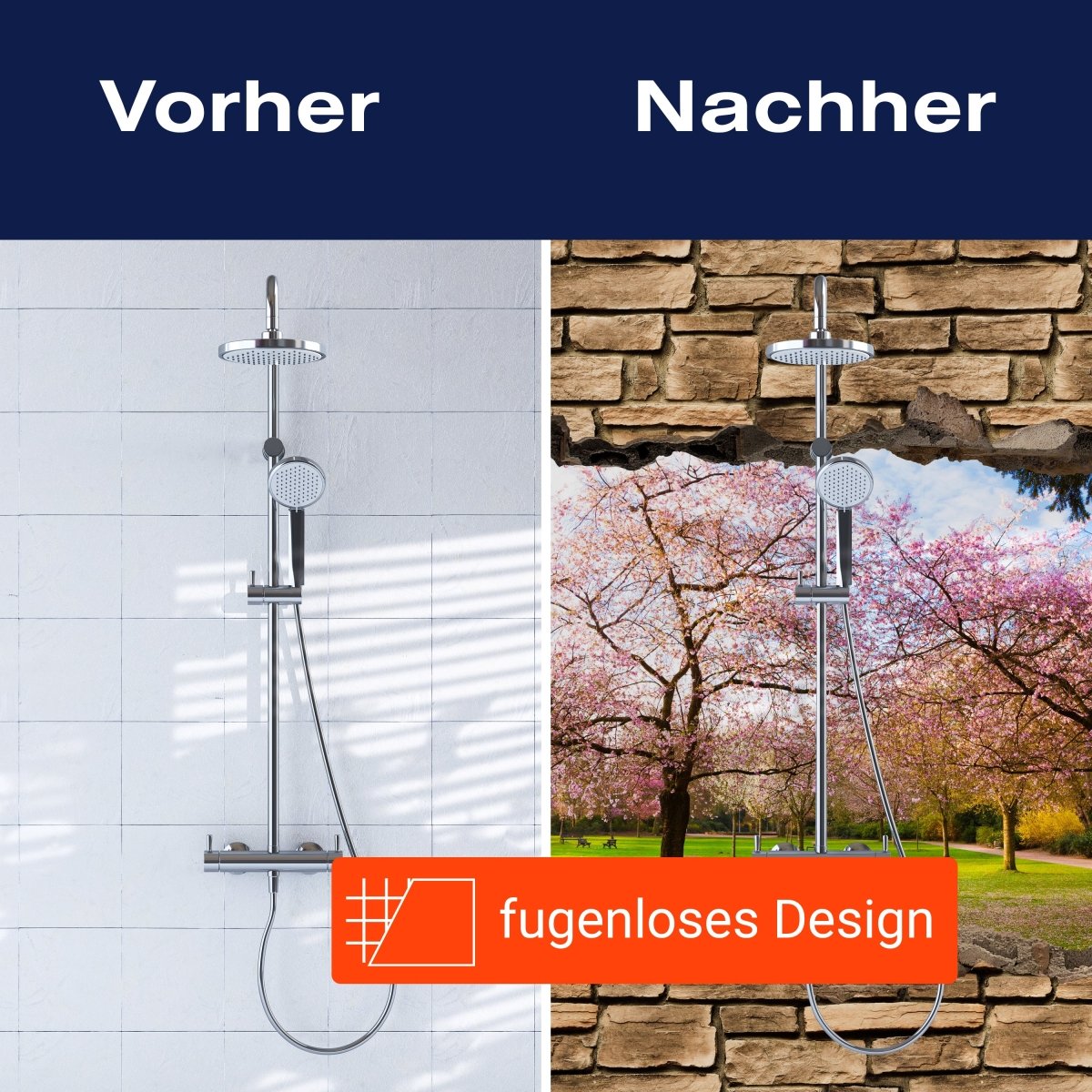 Duschwand 3D Sakura Blumen blühen - Steinmauer M0667 entdecken - Bild 9 Duschwand 3D Sakura Blumen blühen - Steinmauer M0667 entdecken - Bild 9