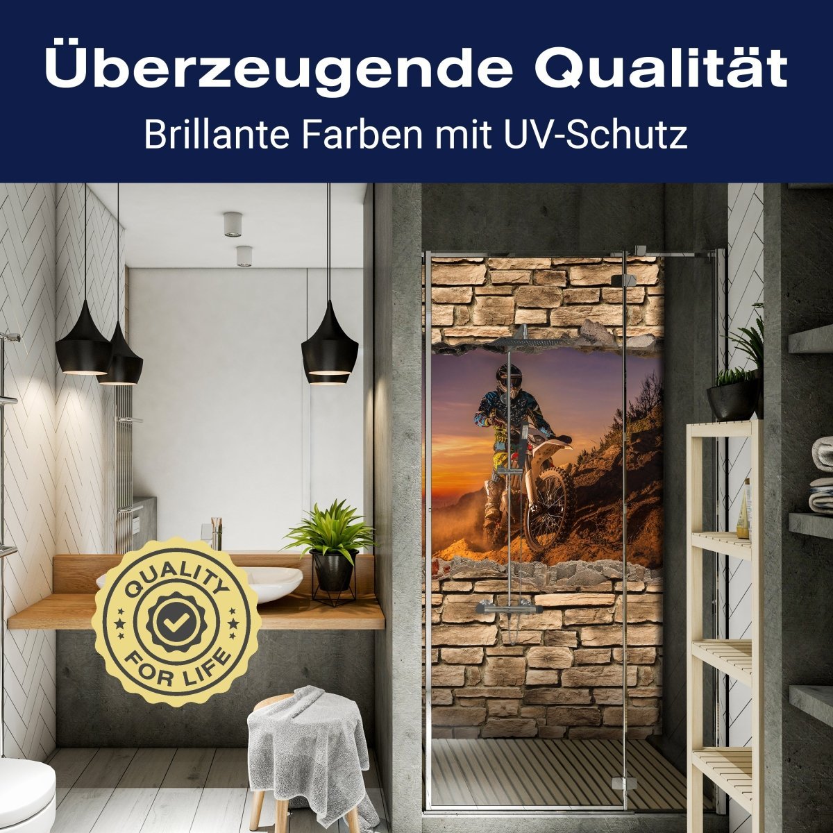 Duschwand 3D Extreme Biker- Steinmauer M0668 entdecken - Bild 2 Duschwand 3D Extreme Biker- Steinmauer M0668 entdecken - Bild 2