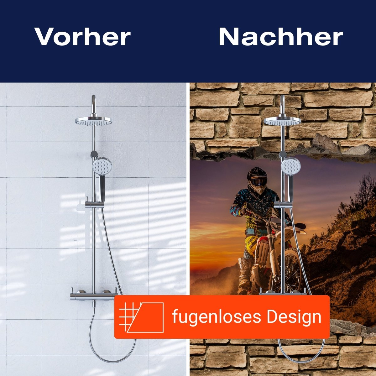 Duschwand 3D Extreme Biker- Steinmauer M0668 entdecken - Bild 9 Duschwand 3D Extreme Biker- Steinmauer M0668 entdecken - Bild 9