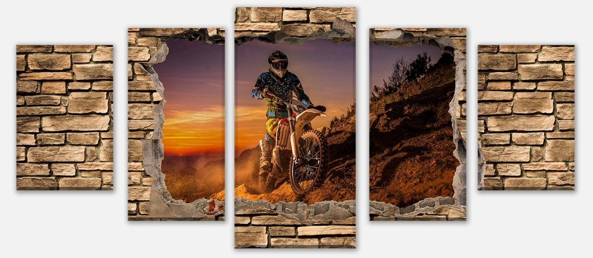 Leinwandbild Mehrteiler 3D Extreme Biker- Steinmauer M0668 entdecken - Bild 1 Leinwandbild Mehrteiler 3D Extreme Biker- Steinmauer M0668 entdecken - Bild 1