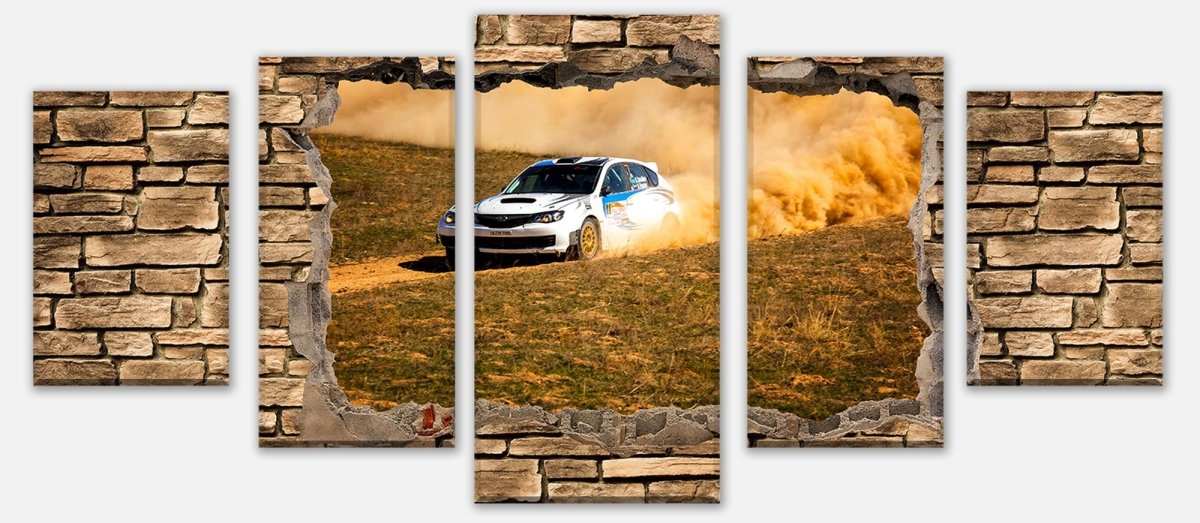 Leinwandbild Mehrteiler 3D Rallye Auto - Steinmauer M0670 entdecken - Bild 1 Leinwandbild Mehrteiler 3D Rallye Auto - Steinmauer M0670 entdecken - Bild 1