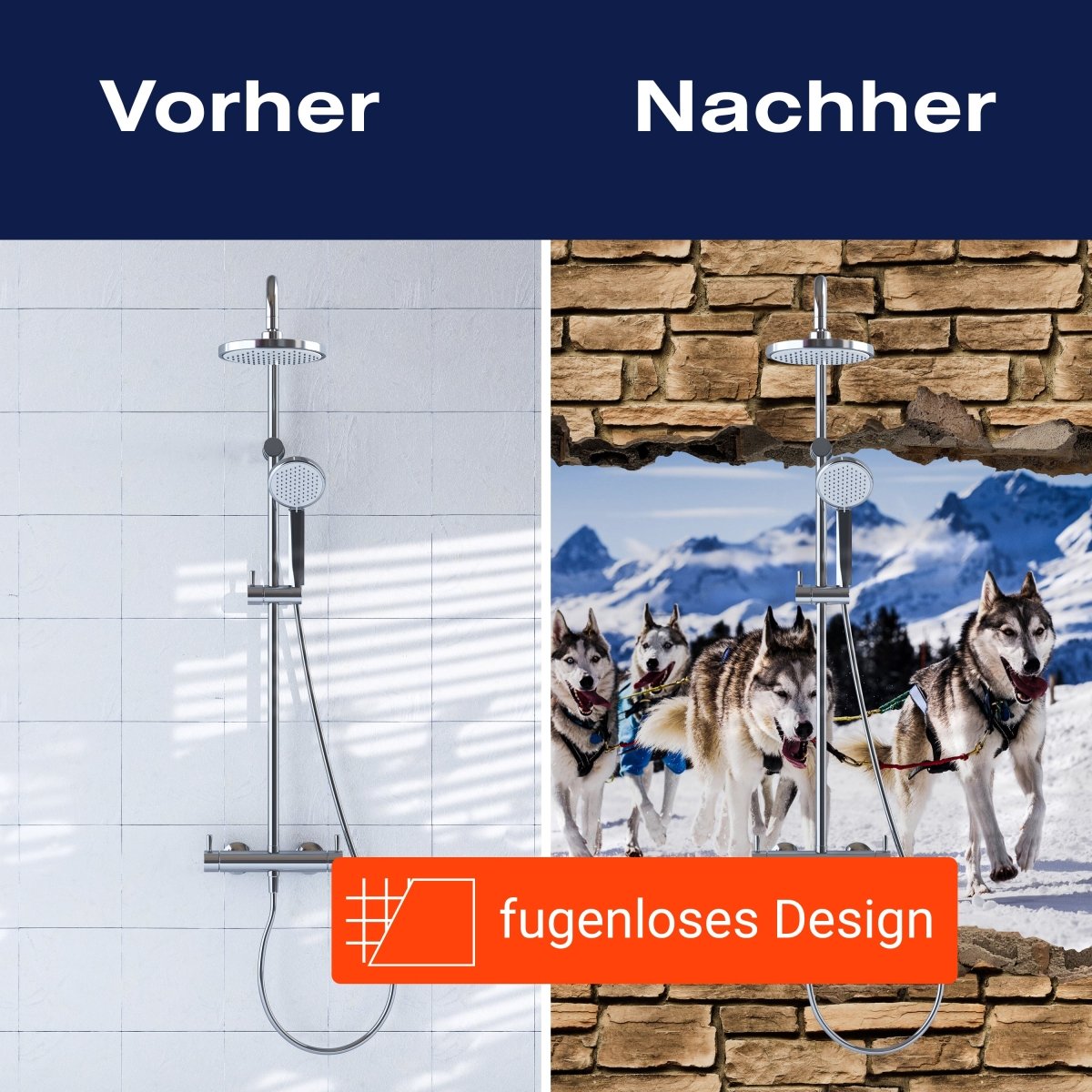 Duschwand 3D Schlittenhunde Racing - Steinmauer M0671 entdecken - Bild 9 Duschwand 3D Schlittenhunde Racing - Steinmauer M0671 entdecken - Bild 9