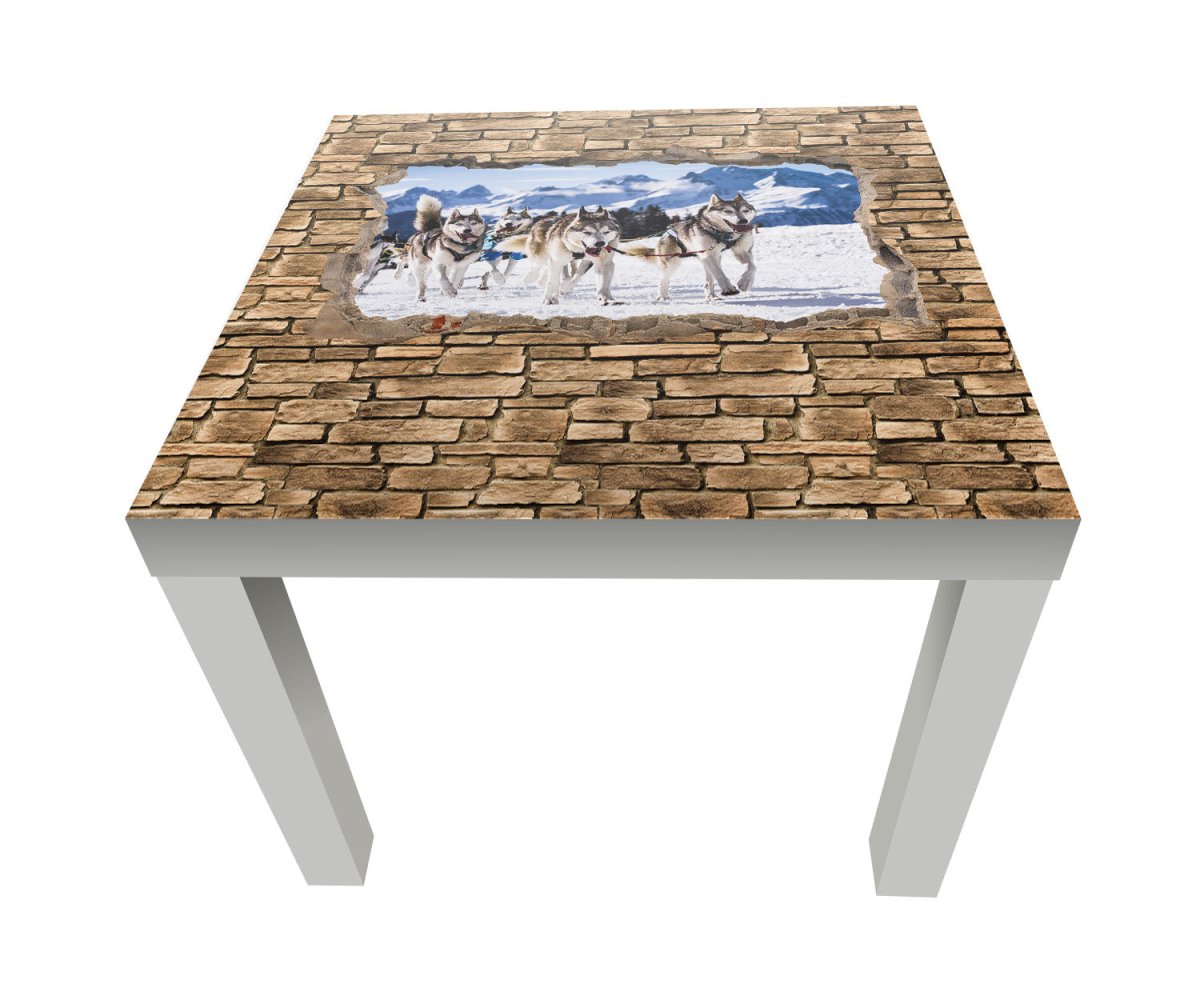 Beistelltisch 3D Schlittenhunde Racing - Steinmauer M0671 entdecken - Bild 1 Beistelltisch 3D Schlittenhunde Racing - Steinmauer M0671 entdecken - Bild 1