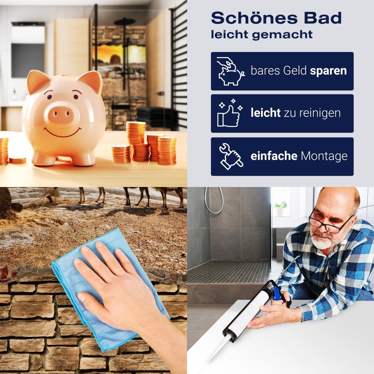 Duschwand 3D Kamele in der Wüste - Steinmauer M0673 entdecken - Bild 7 Duschwand 3D Kamele in der Wüste - Steinmauer M0673 entdecken - Bild 7