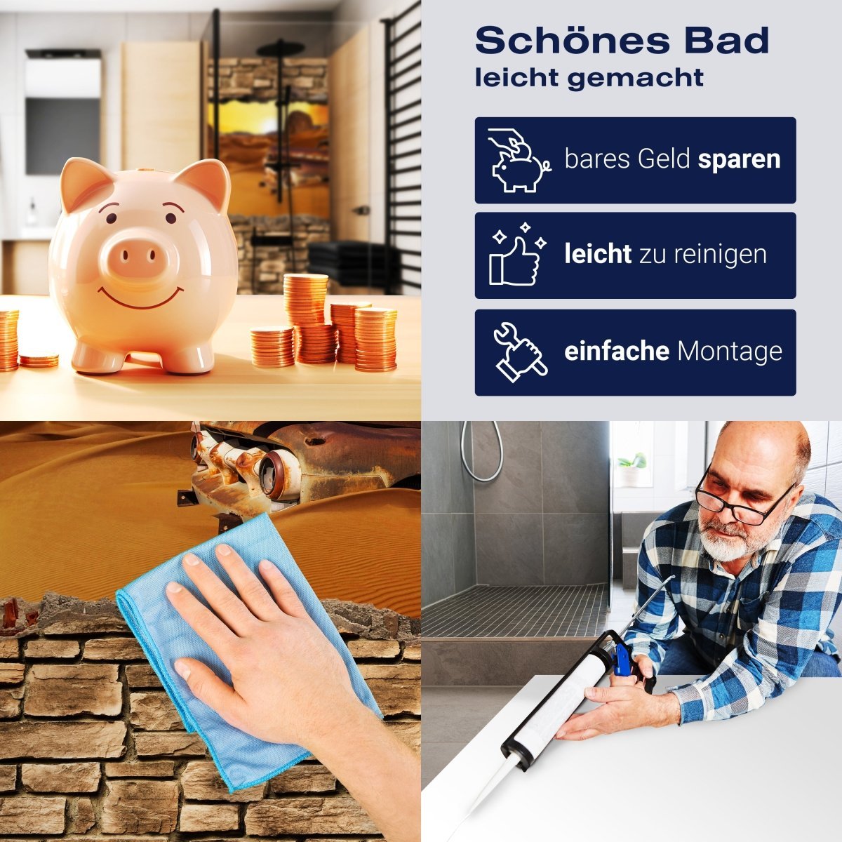 Duschwand 3D Altes Auto in der Wüste -Steinmauer M0674 entdecken - Bild 7 Duschwand 3D Altes Auto in der Wüste -Steinmauer M0674 entdecken - Bild 7