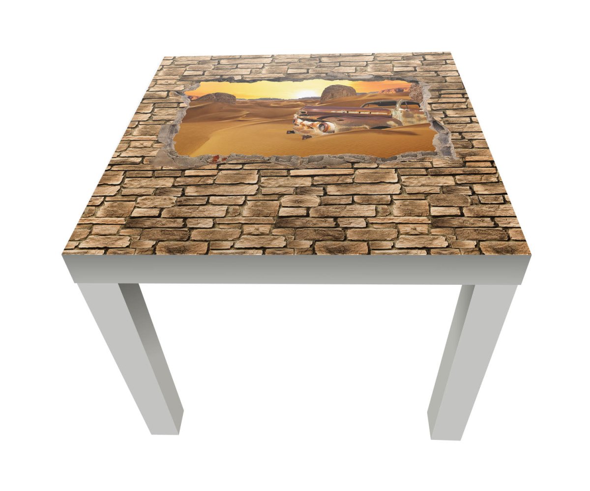 Beistelltisch 3D Altes Auto in der Wüste -Steinmauer M0674 entdecken - Bild 1 Beistelltisch 3D Altes Auto in der Wüste -Steinmauer M0674 entdecken - Bild 1