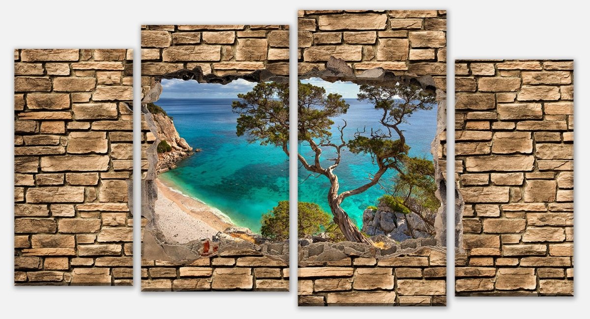 Leinwandbild Mehrteiler 3D Alter Baum auf einer Klippe - Steinmauer M0677 Leinwandbild Mehrteiler 3D Alter Baum auf einer Klippe - Steinmauer M0677