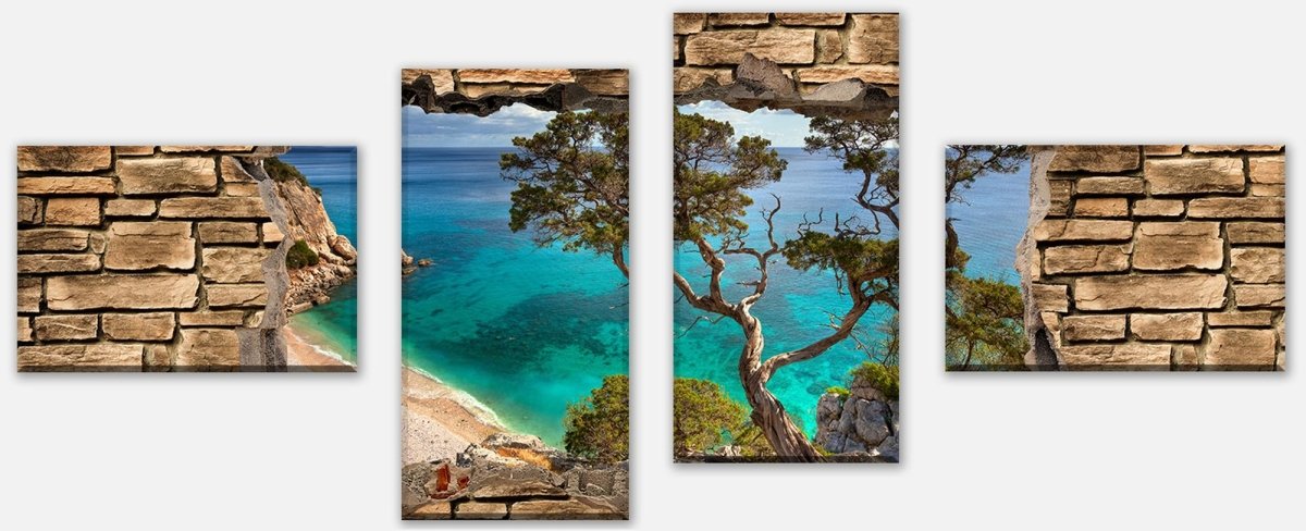 Leinwandbild Mehrteiler 3D Alter Baum auf einer Klippe - Steinmauer M0677 Leinwandbild Mehrteiler 3D Alter Baum auf einer Klippe - Steinmauer M0677