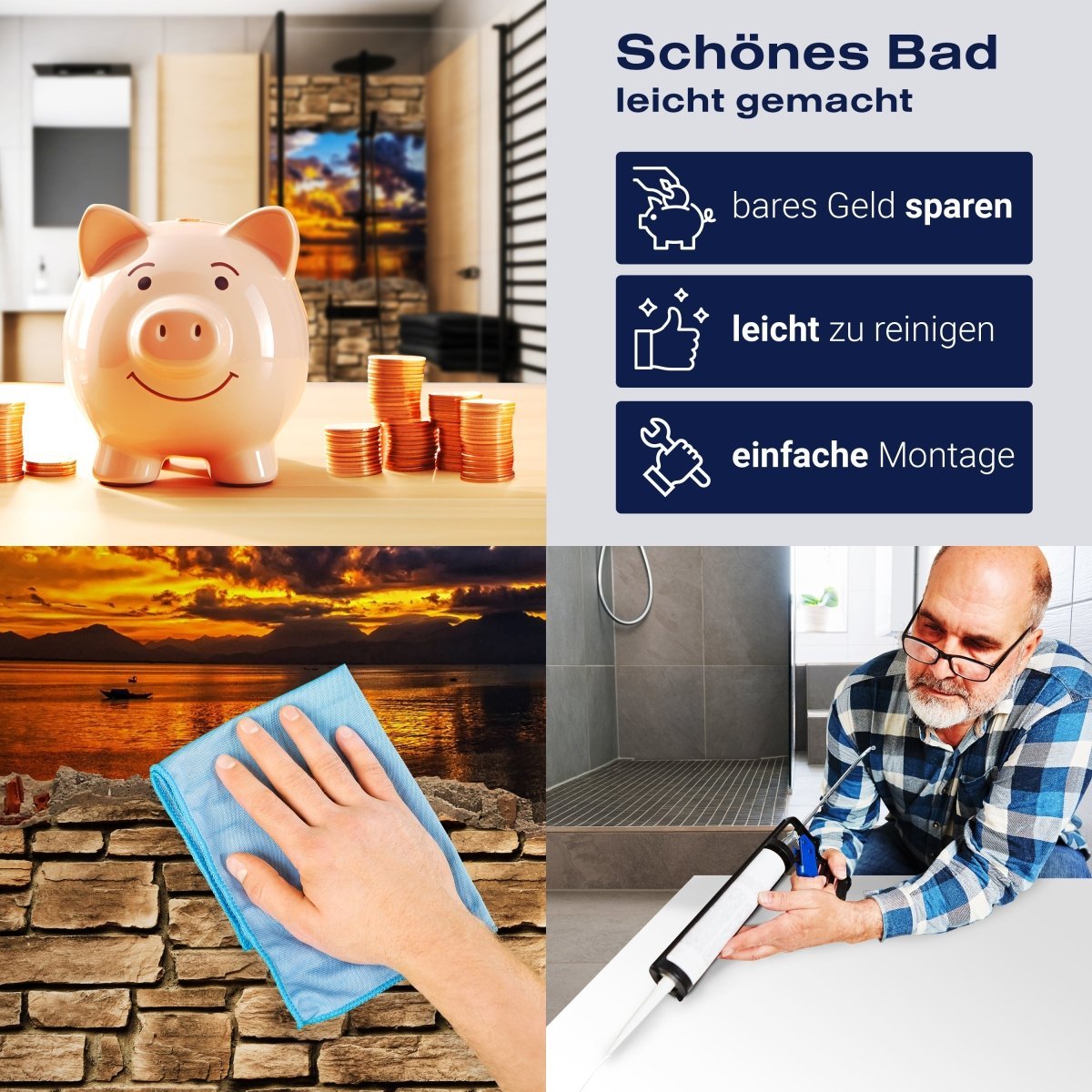 Duschwand 3D Optik - Sonnenuntergang- Steinmauer M0678 entdecken - Bild 7 Duschwand 3D Optik - Sonnenuntergang- Steinmauer M0678 entdecken - Bild 7