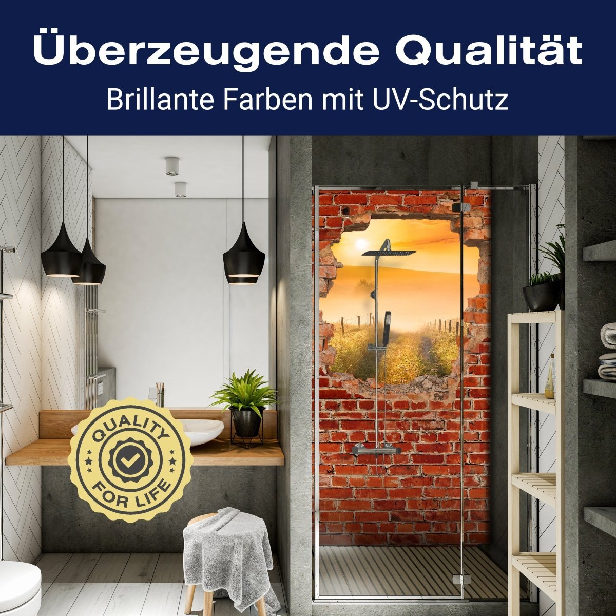 Duschwand Diesige Landschaft - Roter Backstein M0680 entdecken - Bild 2 Duschwand Diesige Landschaft - Roter Backstein M0680 entdecken - Bild 2