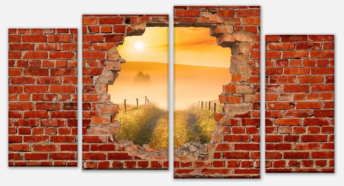 Leinwandbild Mehrteiler Diesige Landschaft - Roter Backstein M0680 Leinwandbild Mehrteiler Diesige Landschaft - Roter Backstein M0680