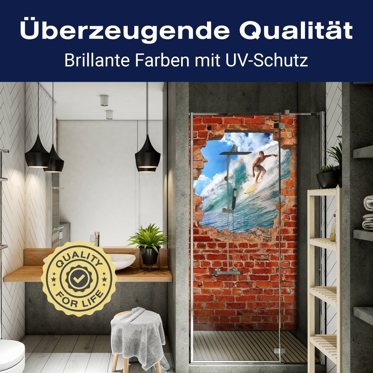 Duschwand Surfing - Roter Backstein M0682 entdecken - Bild 2 Duschwand Surfing - Roter Backstein M0682 entdecken - Bild 2