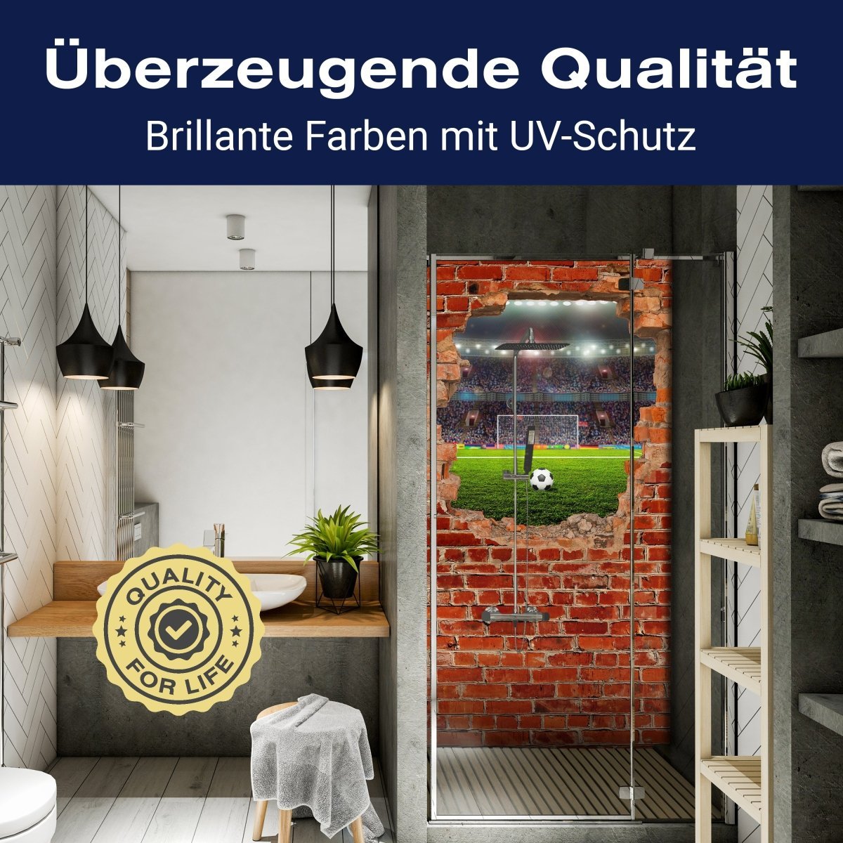 Duschwand Fußballfeld - Roter Backstein M0683 entdecken - Bild 2 Duschwand Fußballfeld - Roter Backstein M0683 entdecken - Bild 2