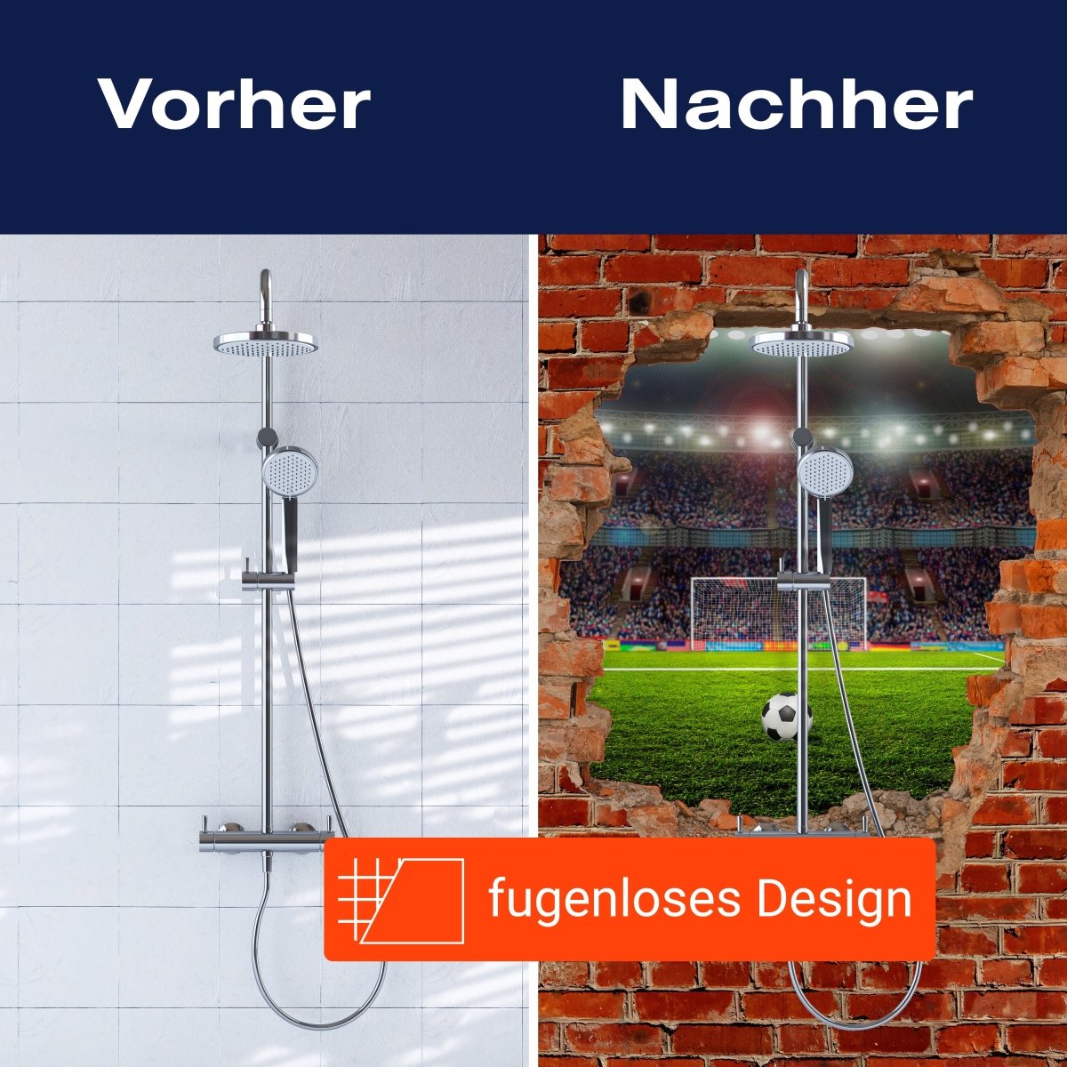 Duschwand Fußballfeld - Roter Backstein M0683 entdecken - Bild 9 Duschwand Fußballfeld - Roter Backstein M0683 entdecken - Bild 9