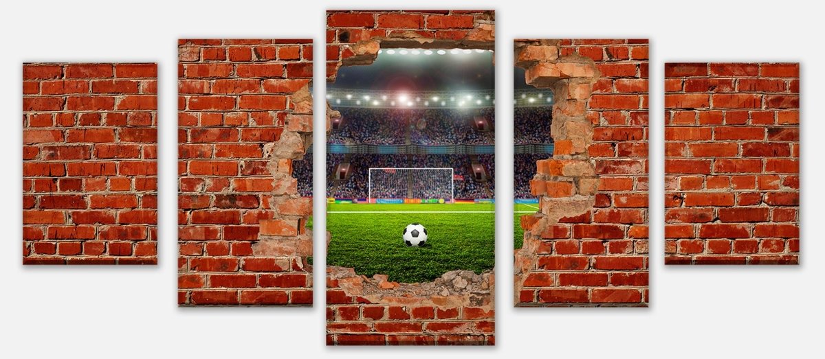 Leinwandbild Mehrteiler Fußballfeld - Roter Backstein M0683 entdecken - Bild 1 Leinwandbild Mehrteiler Fußballfeld - Roter Backstein M0683 entdecken - Bild 1