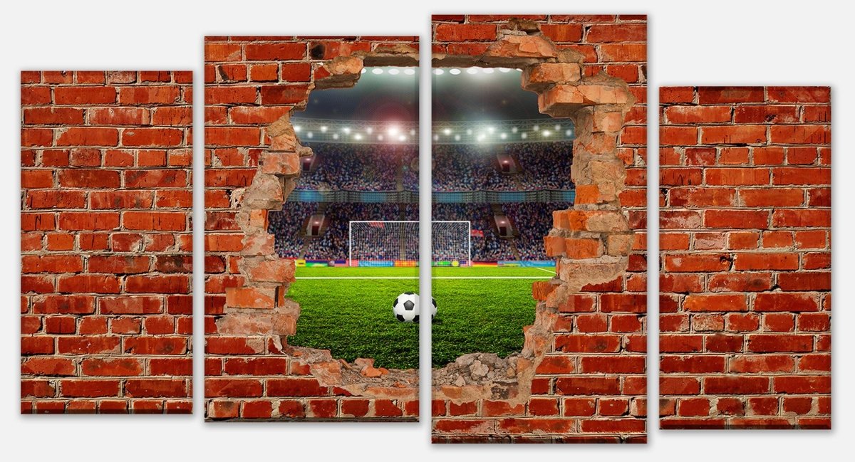 Leinwandbild Mehrteiler Fußballfeld - Roter Backstein M0683 Leinwandbild Mehrteiler Fußballfeld - Roter Backstein M0683