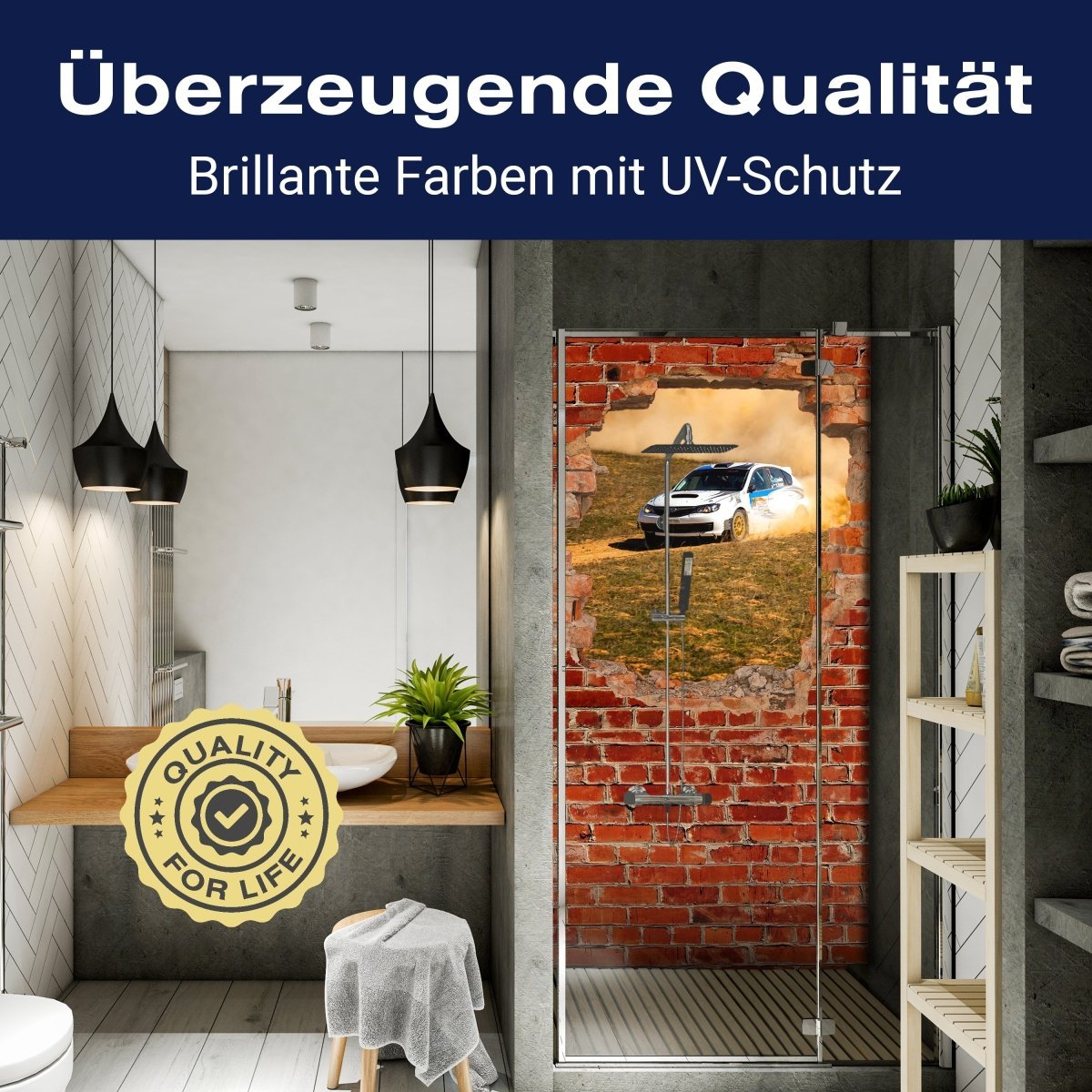 Duschwand Rallye Auto - Roter Backstein M0684 entdecken - Bild 2 Duschwand Rallye Auto - Roter Backstein M0684 entdecken - Bild 2